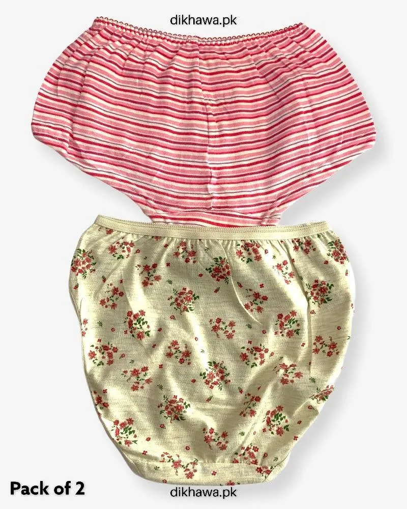 Pack of 2 Imported Stocklot Branded Cotton Panty Stretchable Cotton Lace Panty 2021