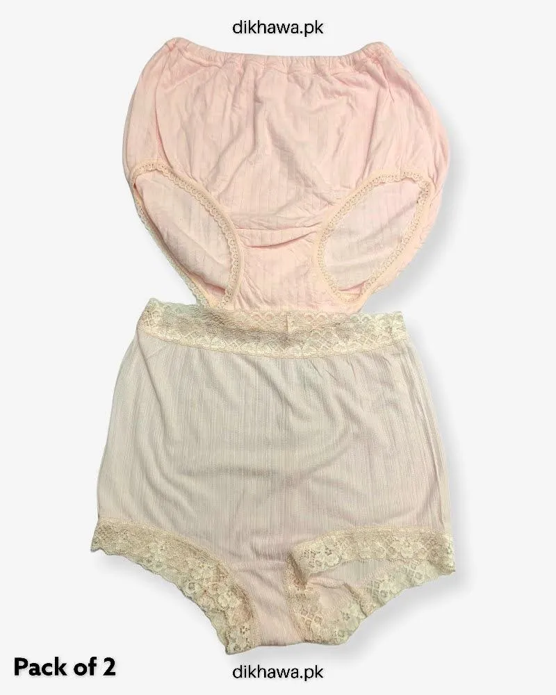 Pack of 2 Imported Stocklot Branded Cotton Panty Stretchable Cotton Lace Panty 2021