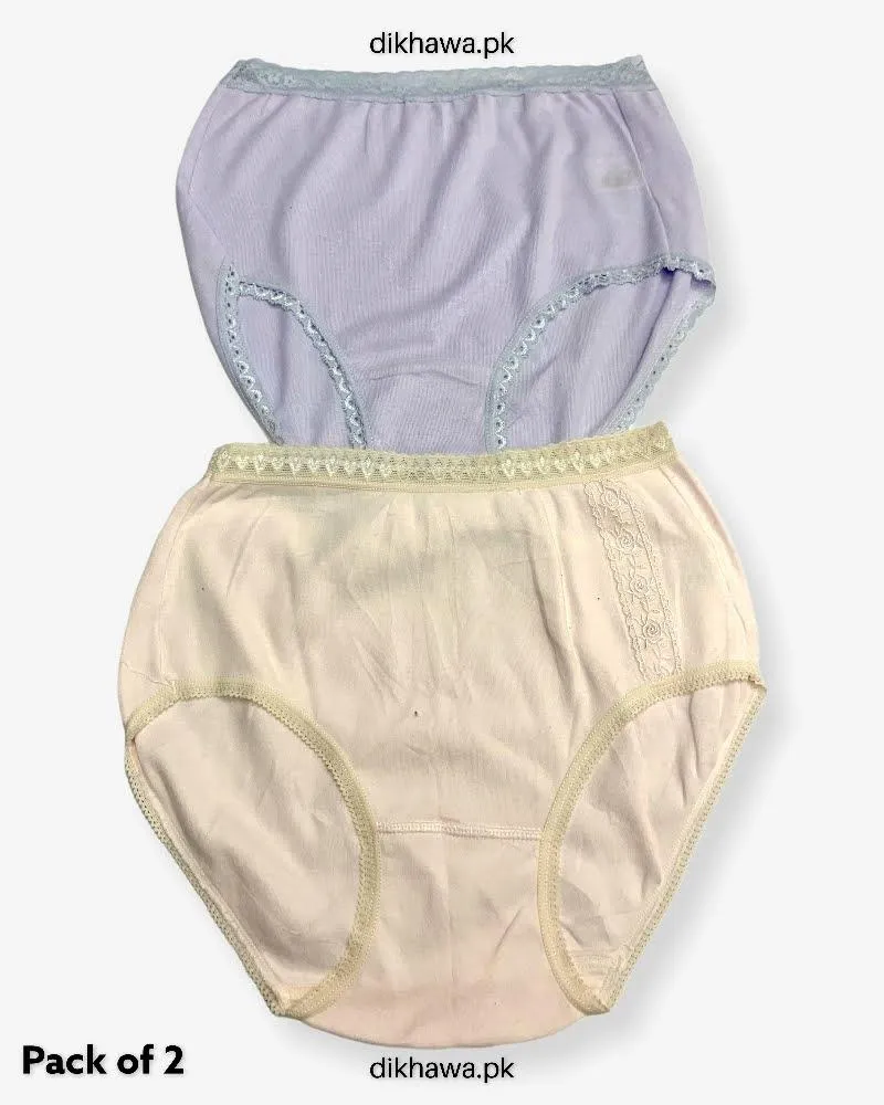 Pack of 2 Imported Stocklot Branded Cotton Panty Stretchable Cotton Lace Panty 2021