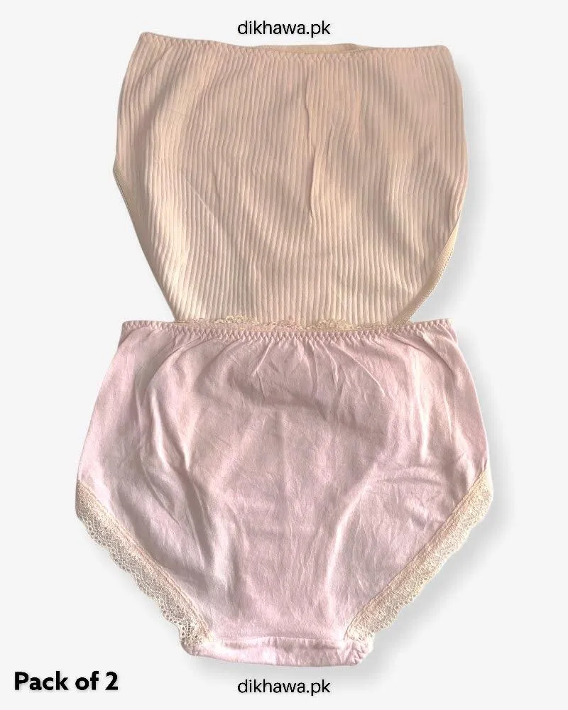 Pack of 2 Imported Stocklot Branded Cotton Panty Stretchable Cotton Lace Panty 2021