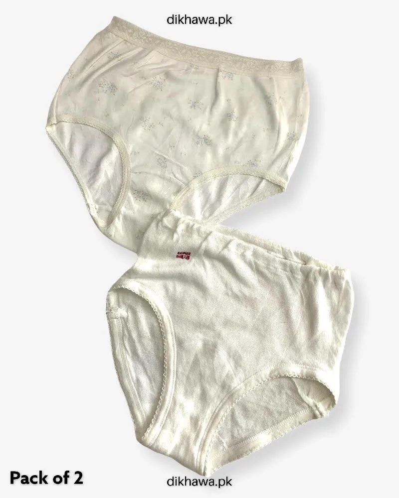 Pack of 2 Imported Stocklot Branded Cotton Panty Stretchable Cotton Lace Panty 2021