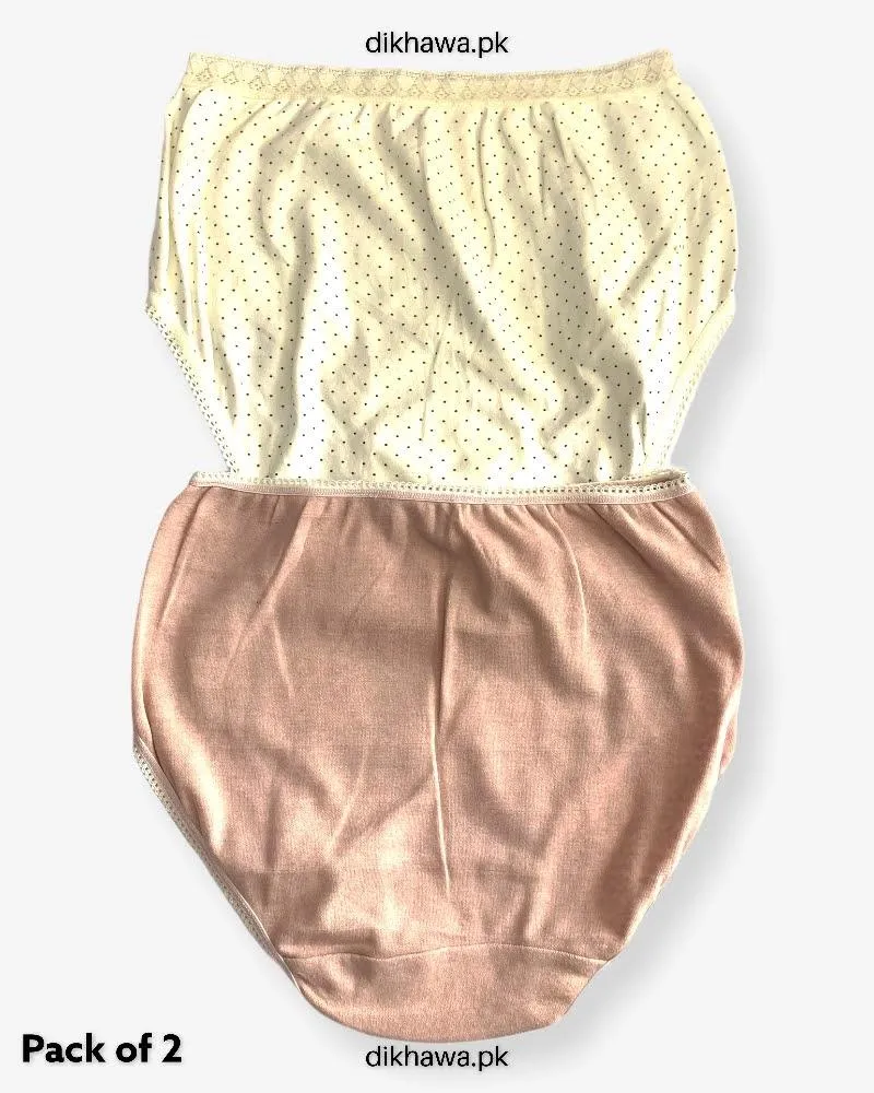Pack of 2 Imported Stocklot Branded Cotton Panty Stretchable Cotton Lace Panty 2021