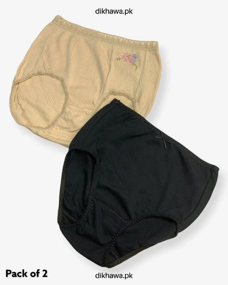Pack of 2 Imported Stocklot Branded Cotton Panty Stretchable Cotton Lace Panty 2021