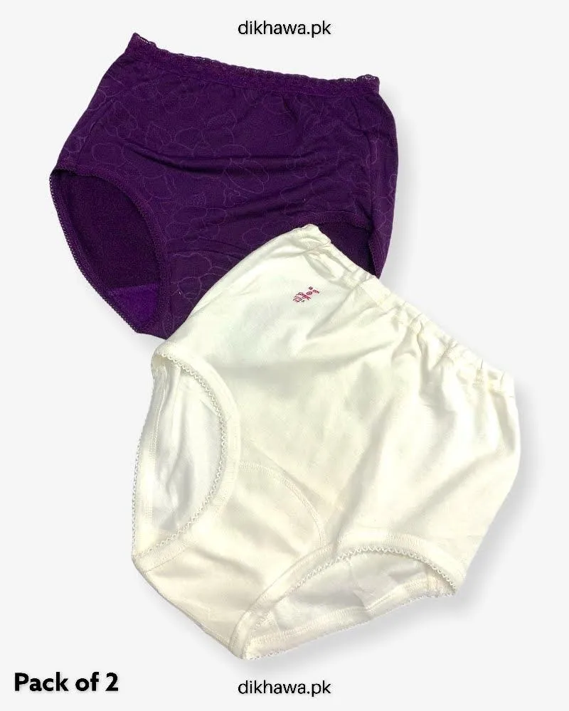 Pack of 2 Imported Stocklot Branded Cotton Panty Stretchable Cotton Lace Panty 2021