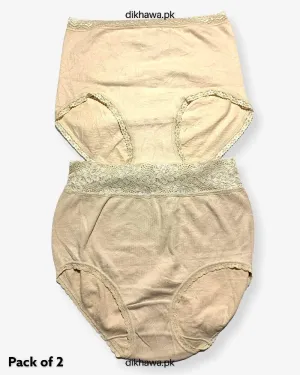 Pack of 2 Imported Stocklot Branded Cotton Panty Stretchable Cotton Lace Panty 2021