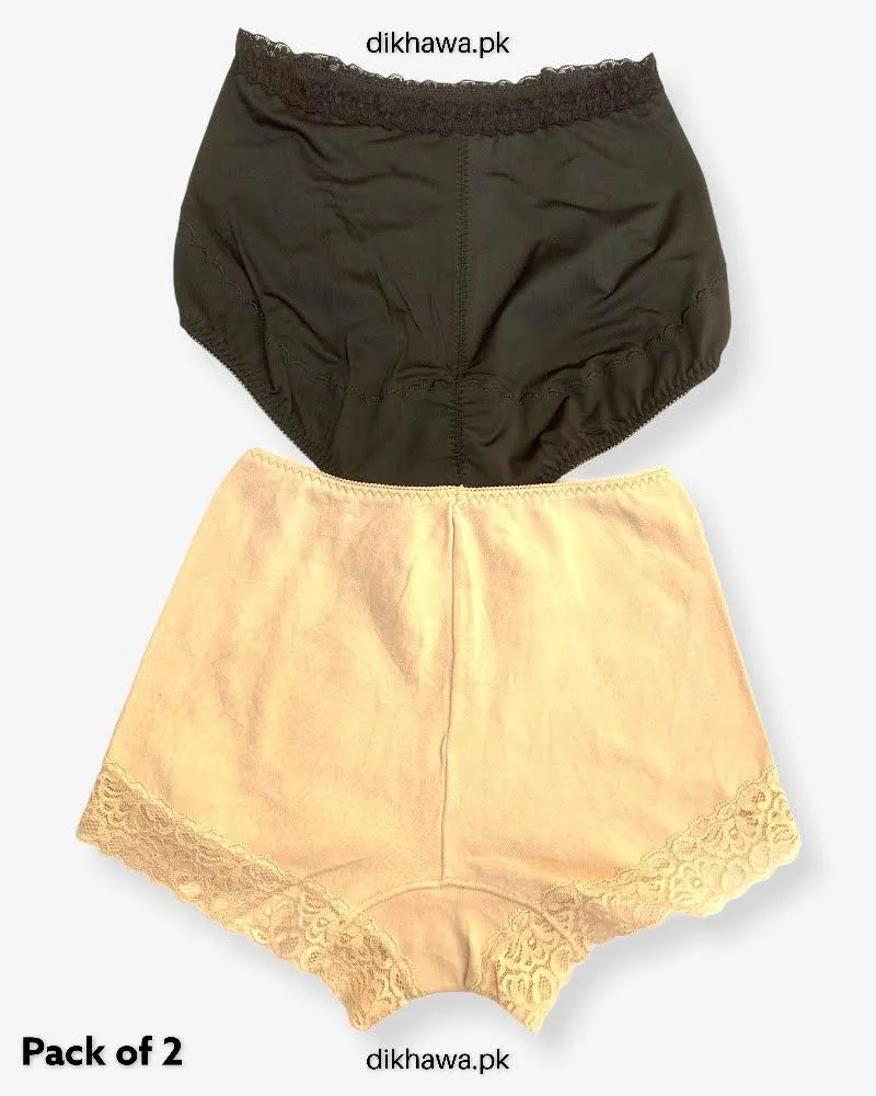 Pack of 2 Imported Stocklot Branded Cotton Panty Stretchable Cotton Lace Panty 2021