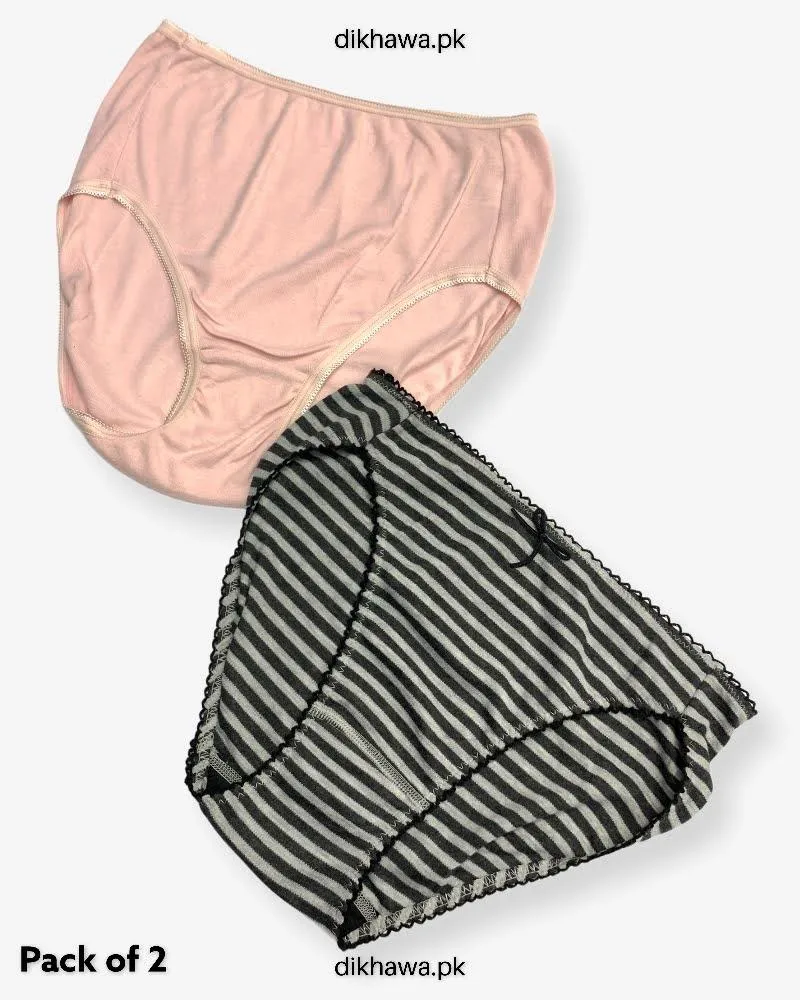 Pack of 2 Imported Stocklot Branded Cotton Panty Stretchable Cotton Lace Panty 2021