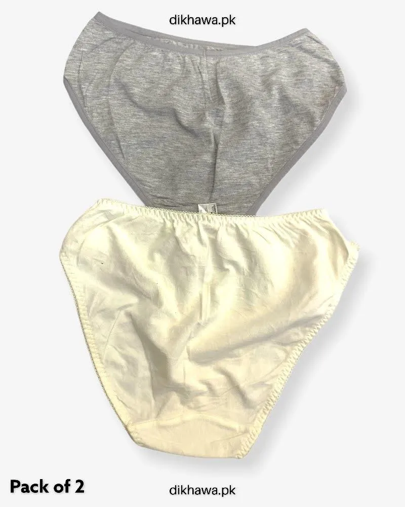 Pack of 2 Imported Stocklot Branded Cotton Panty Stretchable Cotton Lace Panty 2021