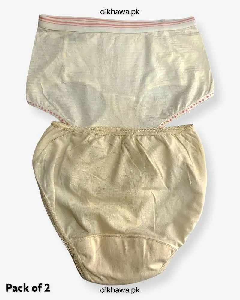 Pack of 2 Imported Stocklot Branded Cotton Panty Stretchable Cotton Lace Panty 2021