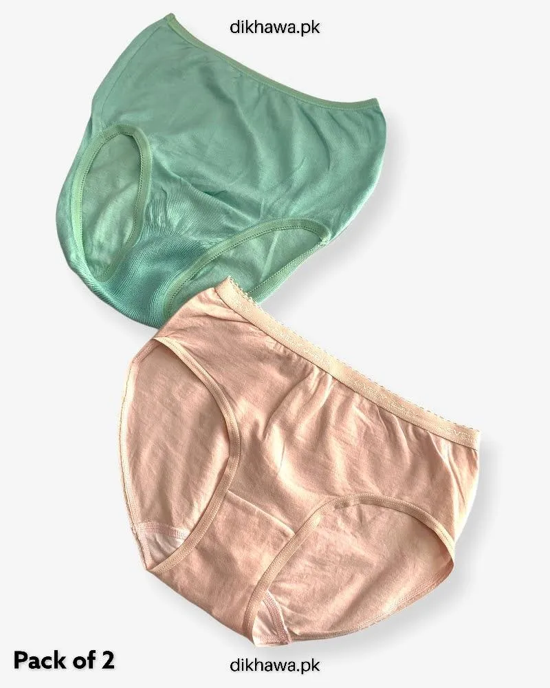 Pack of 2 Imported Stocklot Branded Cotton Panty Stretchable Cotton Lace Panty 2021