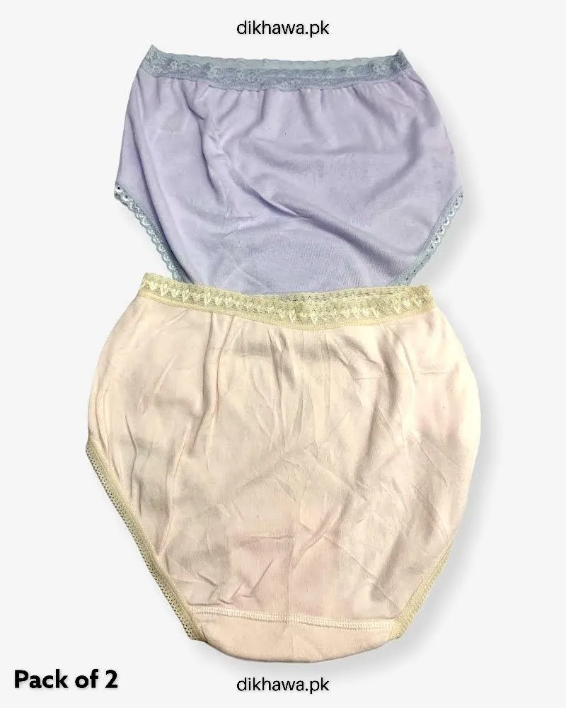 Pack of 2 Imported Stocklot Branded Cotton Panty Stretchable Cotton Lace Panty 2021