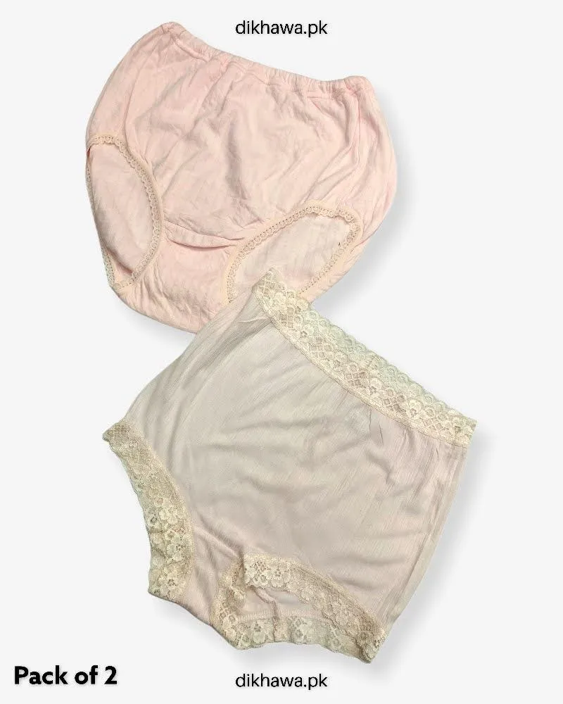 Pack of 2 Imported Stocklot Branded Cotton Panty Stretchable Cotton Lace Panty 2021