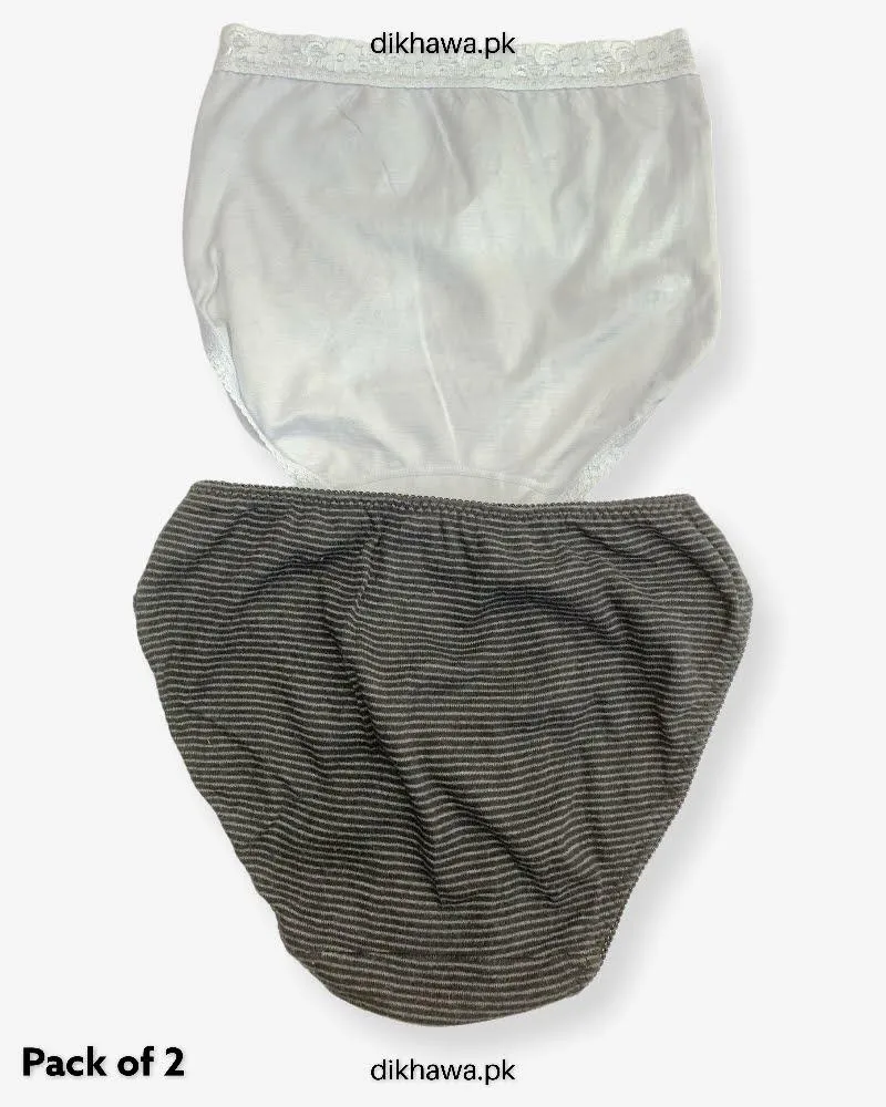 Pack of 2 Imported Stocklot Branded Cotton Panty Stretchable Cotton Lace Panty 2021