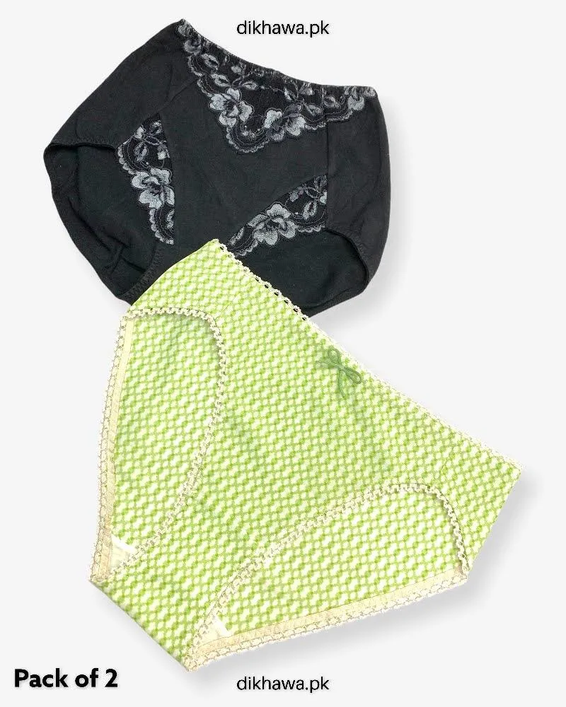Pack of 2 Imported Stocklot Branded Cotton Panty Stretchable Cotton Lace Panty 2021