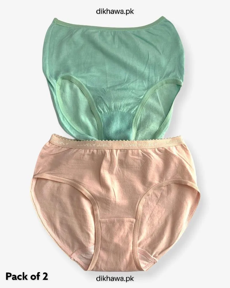 Pack of 2 Imported Stocklot Branded Cotton Panty Stretchable Cotton Lace Panty 2021