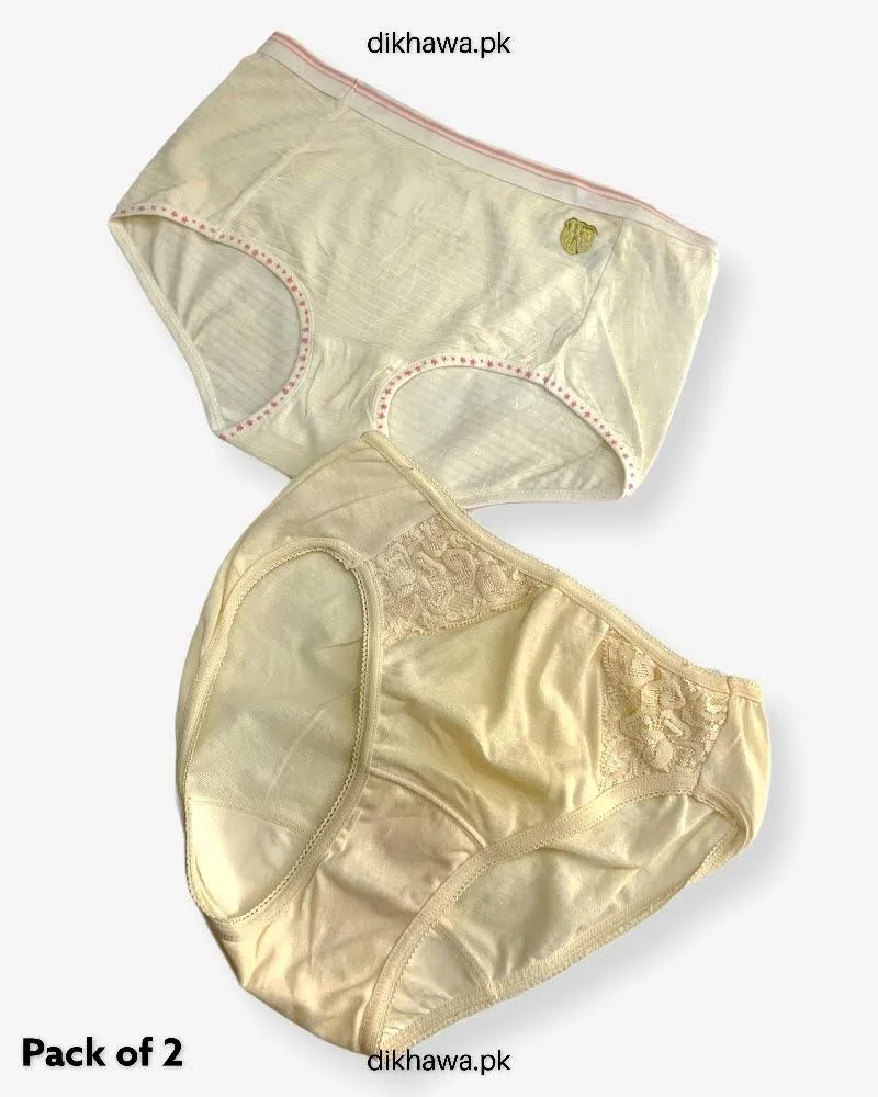 Pack of 2 Imported Stocklot Branded Cotton Panty Stretchable Cotton Lace Panty 2021