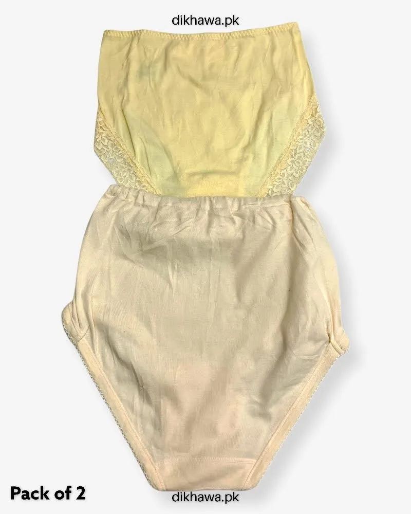 Pack of 2 Imported Stocklot Branded Cotton Panty Stretchable Cotton Lace Panty 2021
