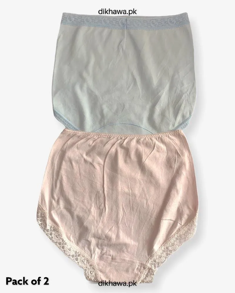 Pack of 2 Imported Stocklot Branded Cotton Panty Stretchable Cotton Lace Panty 2021