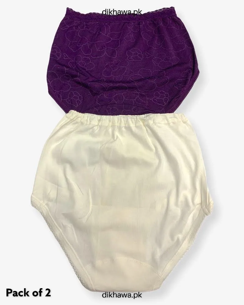 Pack of 2 Imported Stocklot Branded Cotton Panty Stretchable Cotton Lace Panty 2021