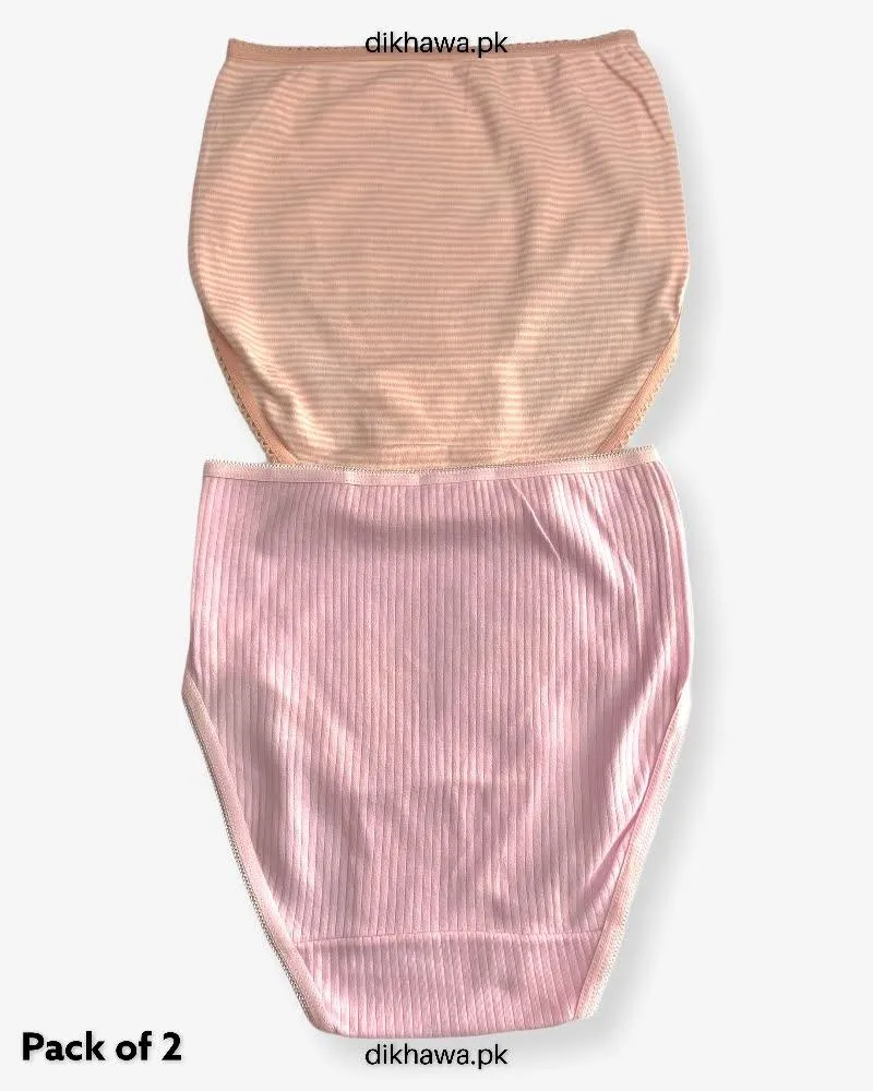 Pack of 2 Imported Stocklot Branded Cotton Panty Stretchable Cotton Lace Panty 2021