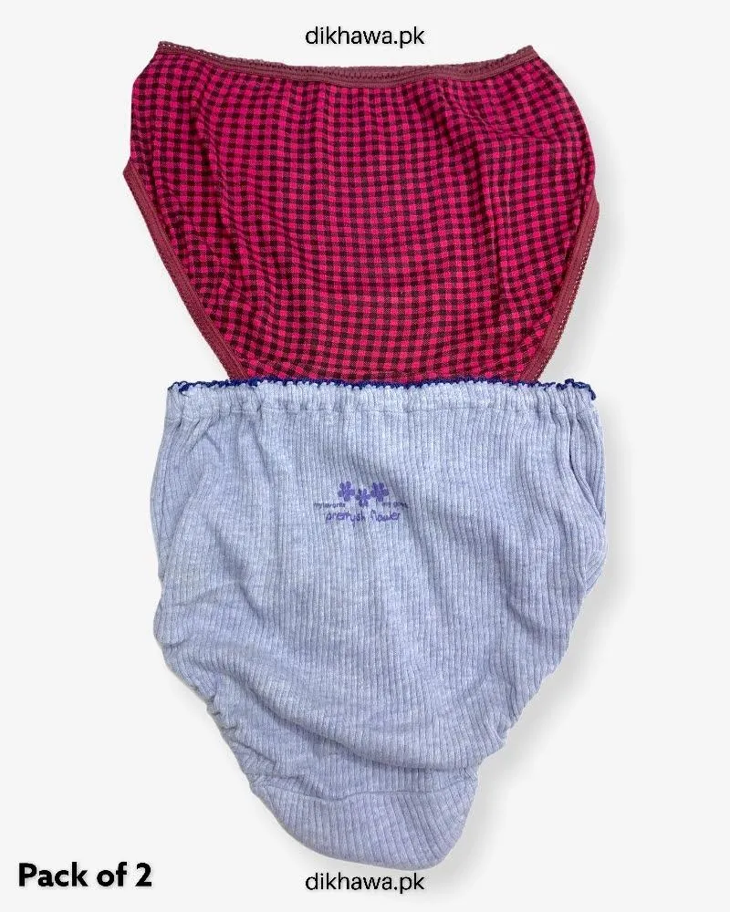 Pack of 2 Imported Stocklot Branded Cotton Panty Stretchable Cotton Lace Panty 2021