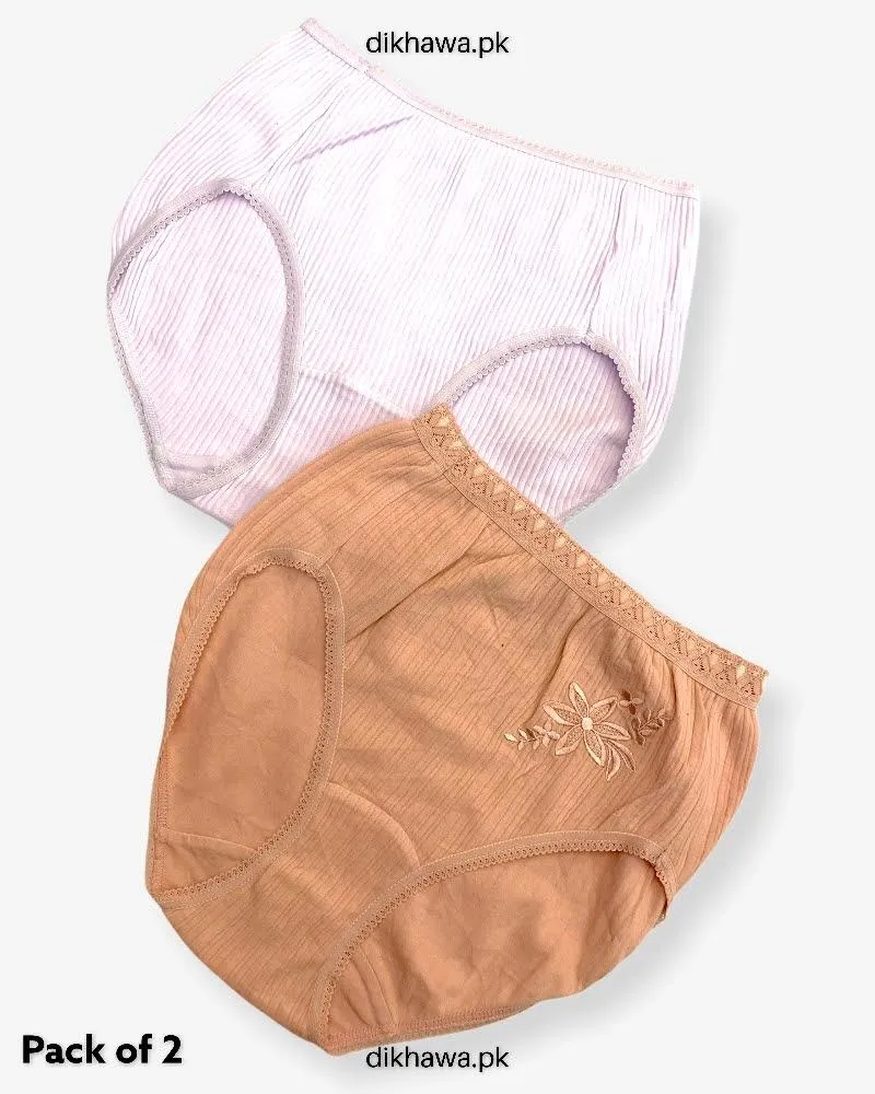 Pack of 2 Imported Stocklot Branded Cotton Panty Stretchable Cotton Lace Panty 2021