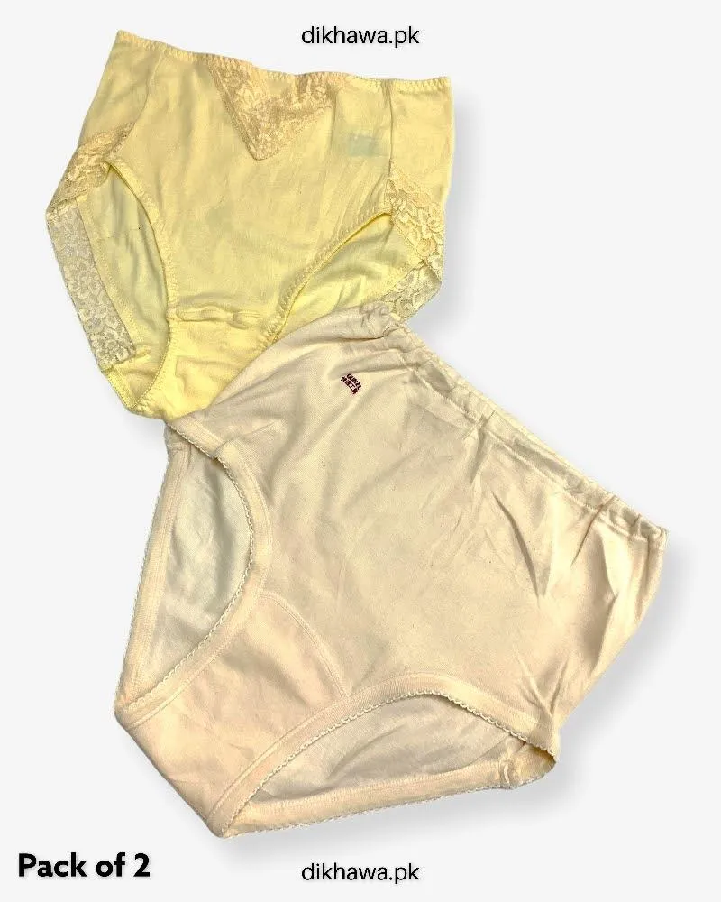 Pack of 2 Imported Stocklot Branded Cotton Panty Stretchable Cotton Lace Panty 2021