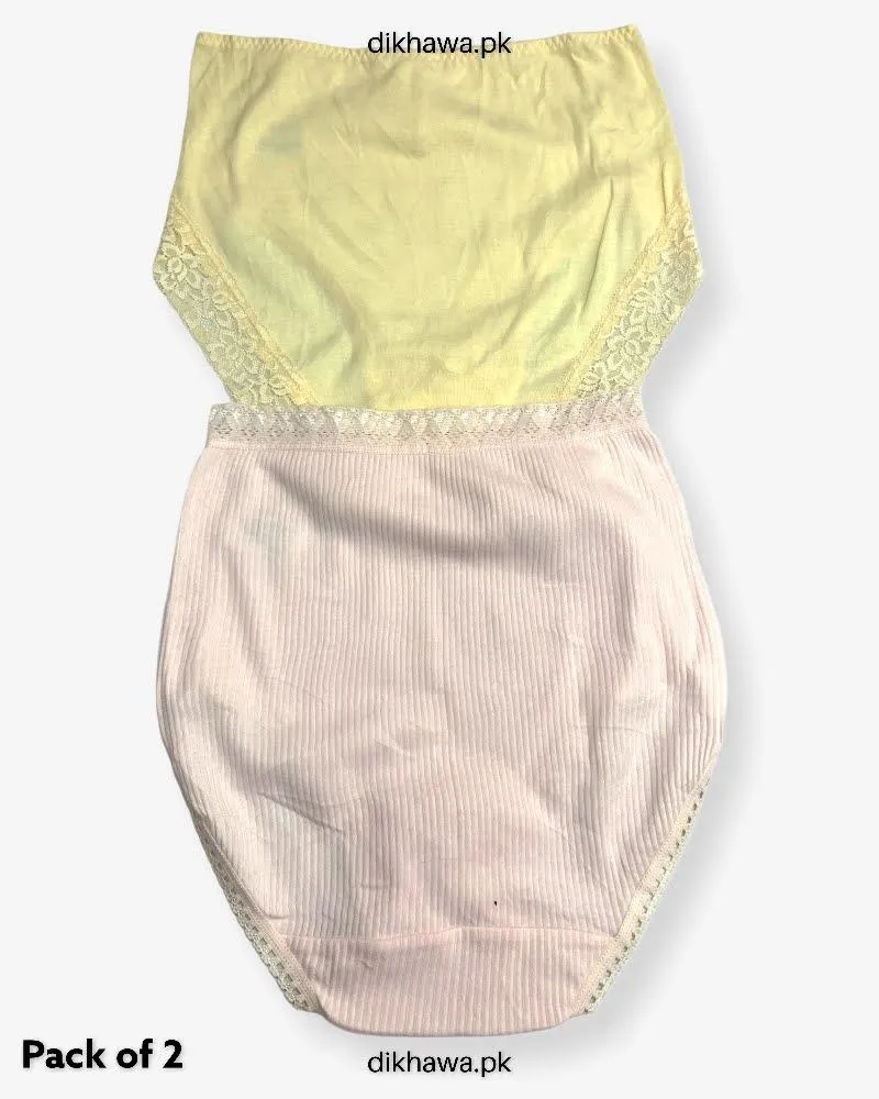 Pack of 2 Imported Stocklot Branded Cotton Panty Stretchable Cotton Lace Panty 2021