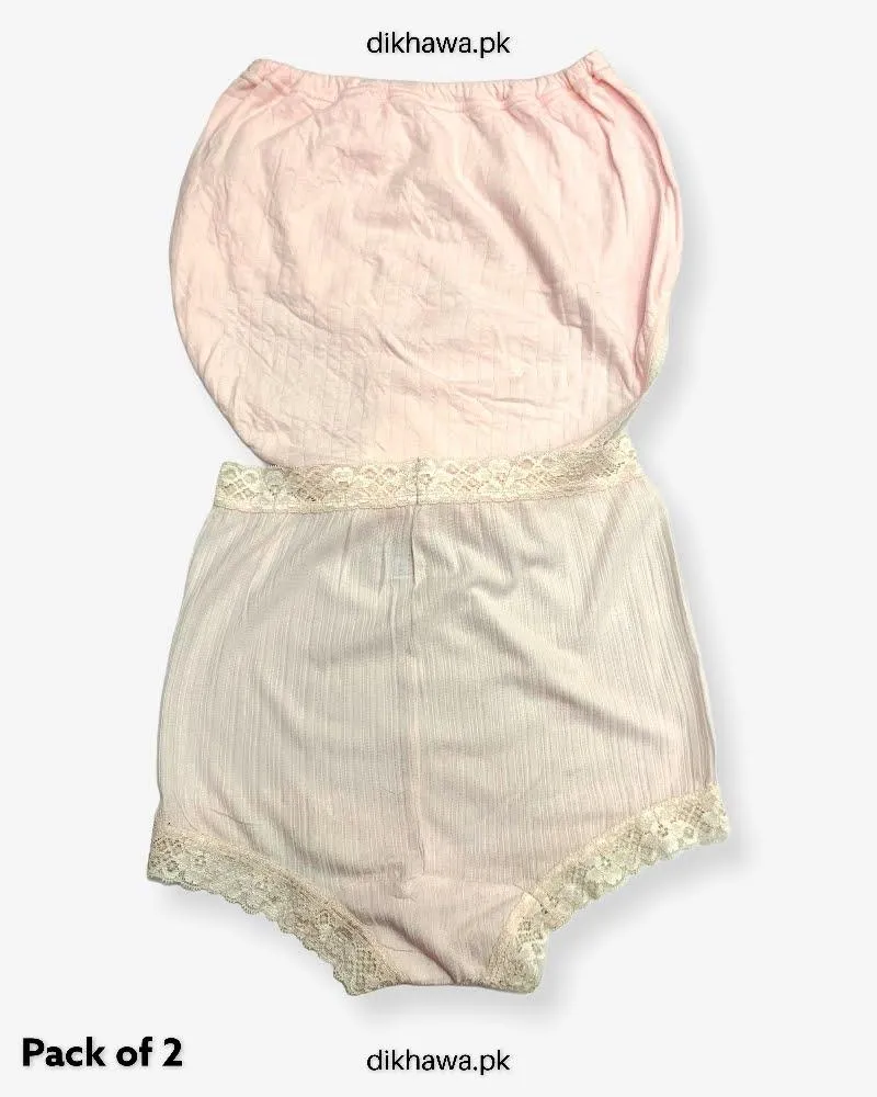 Pack of 2 Imported Stocklot Branded Cotton Panty Stretchable Cotton Lace Panty 2021