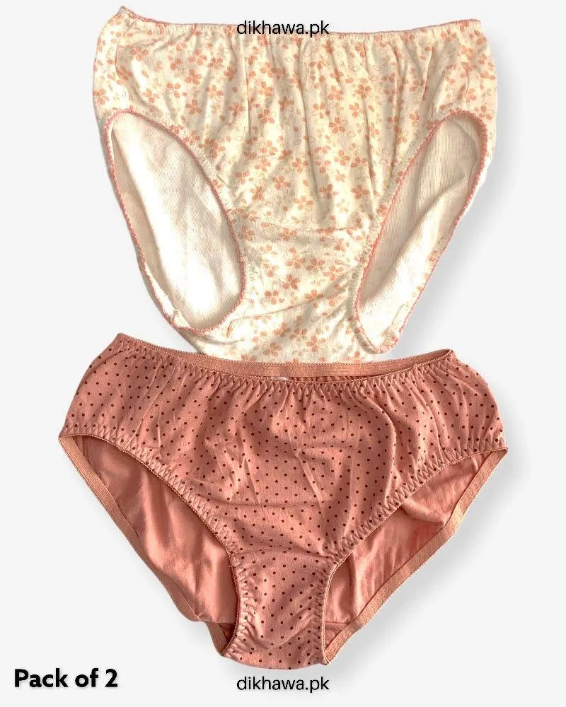 Pack of 2 Imported Stocklot Branded Cotton Panty Stretchable Cotton Lace Panty 2021