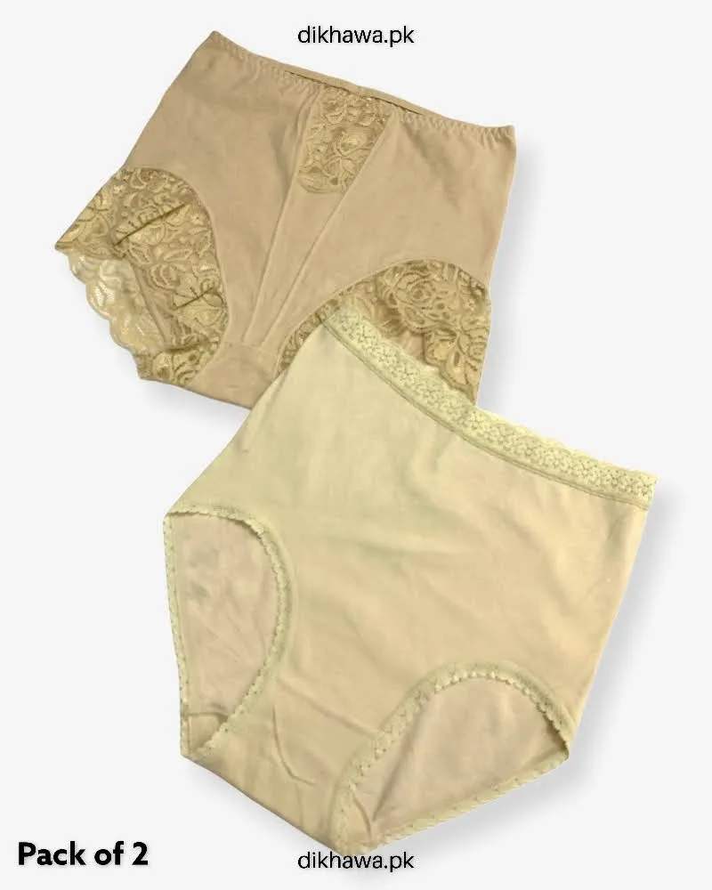 Pack of 2 Imported Stocklot Branded Cotton Panty Stretchable Cotton Lace Panty 2021