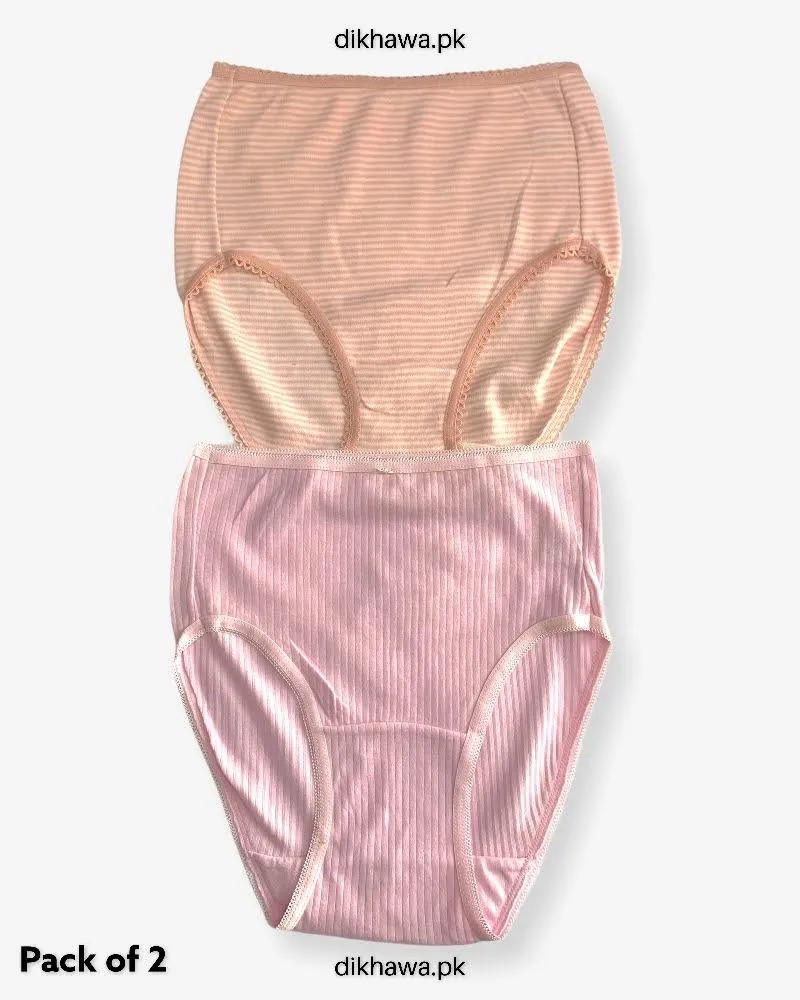 Pack of 2 Imported Stocklot Branded Cotton Panty Stretchable Cotton Lace Panty 2021