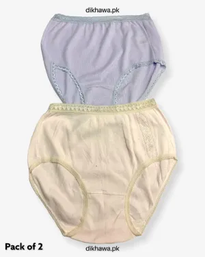 Pack of 2 Imported Stocklot Branded Cotton Panty Stretchable Cotton Lace Panty 2021
