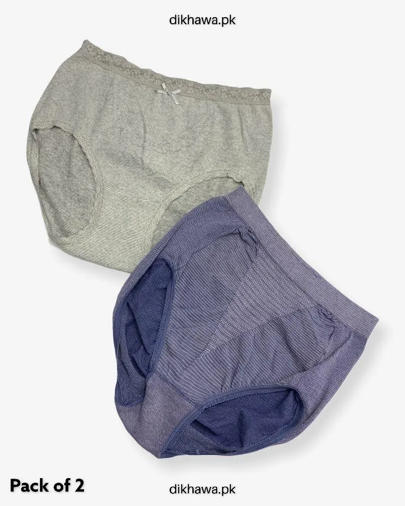 Pack of 2 Imported Stocklot Branded Cotton Panty Stretchable Cotton Lace Panty 2021