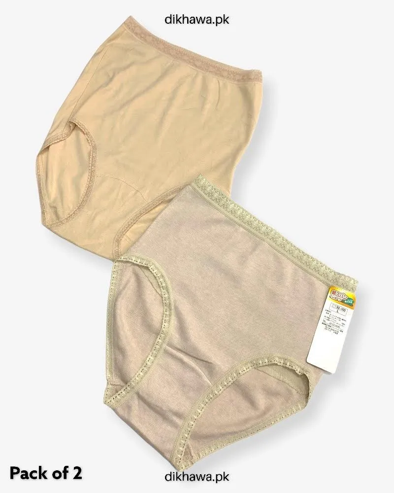 Pack of 2 Imported Stocklot Branded Cotton Panty Stretchable Cotton Lace Panty 2021