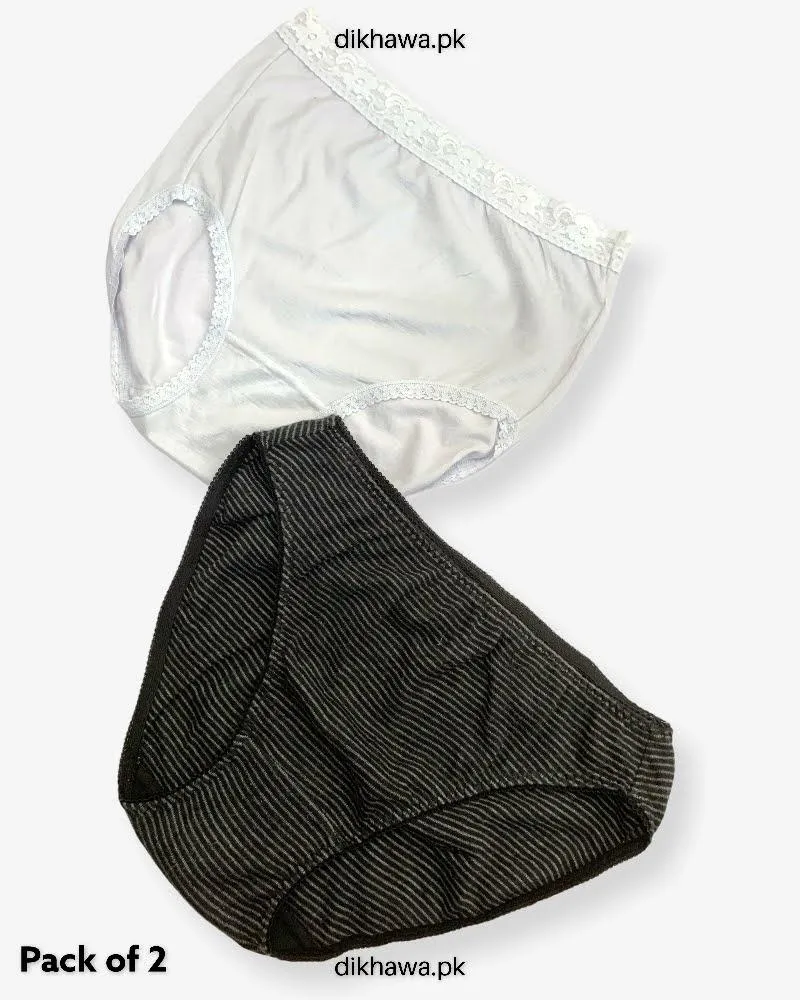 Pack of 2 Imported Stocklot Branded Cotton Panty Stretchable Cotton Lace Panty 2021
