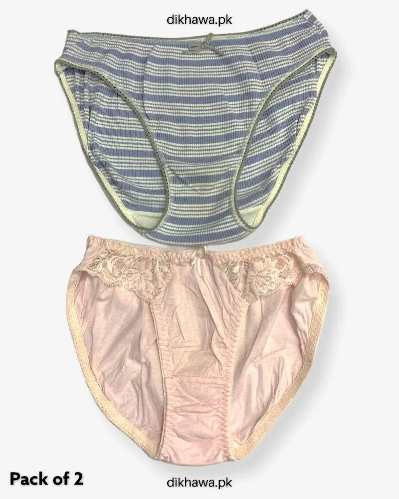 Pack of 2 Imported Stocklot Branded Cotton Panty Stretchable Cotton Panty 2021
