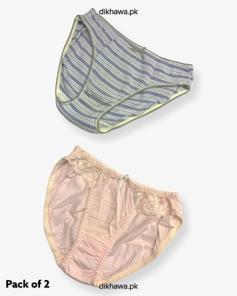 Pack of 2 Imported Stocklot Branded Cotton Panty Stretchable Cotton Panty 2021