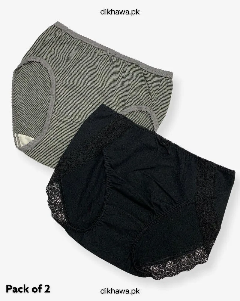 Pack of 2 Imported Stocklot Branded Net Panty Stretchable Cotton Lace Panty 2021