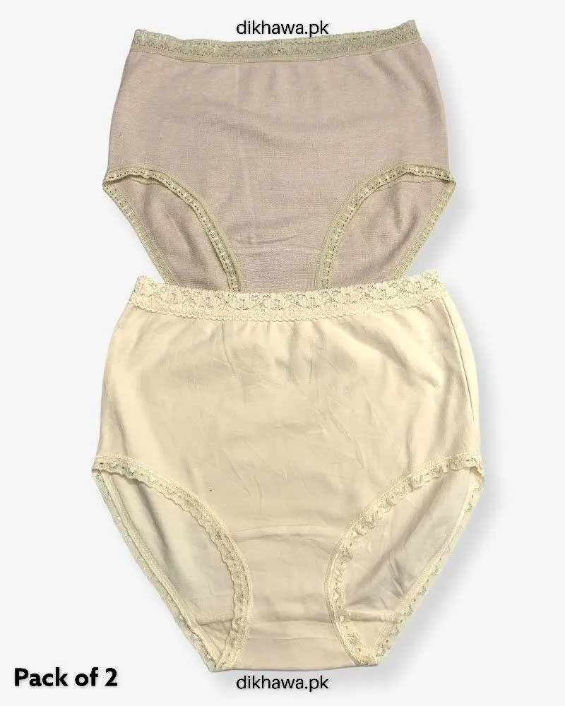 Pack of 2 Imported Stocklot Branded Net Panty Stretchable Cotton Lace Panty 2021