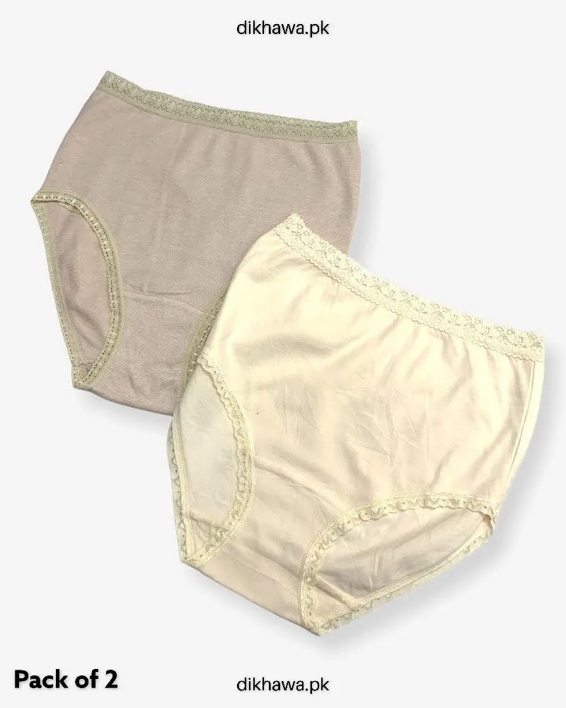 Pack of 2 Imported Stocklot Branded Net Panty Stretchable Cotton Lace Panty 2021