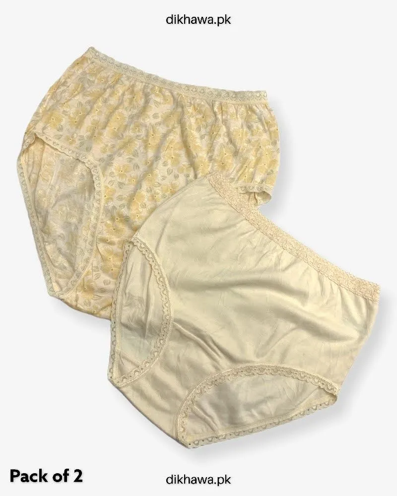 Pack of 2 Imported Stocklot Branded Net Panty Stretchable Cotton Lace Panty 2021