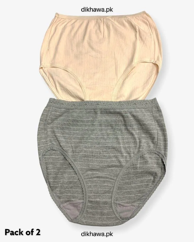 Pack of 2 Imported Stocklot Branded Net Panty Stretchable Cotton Lace Panty 2021
