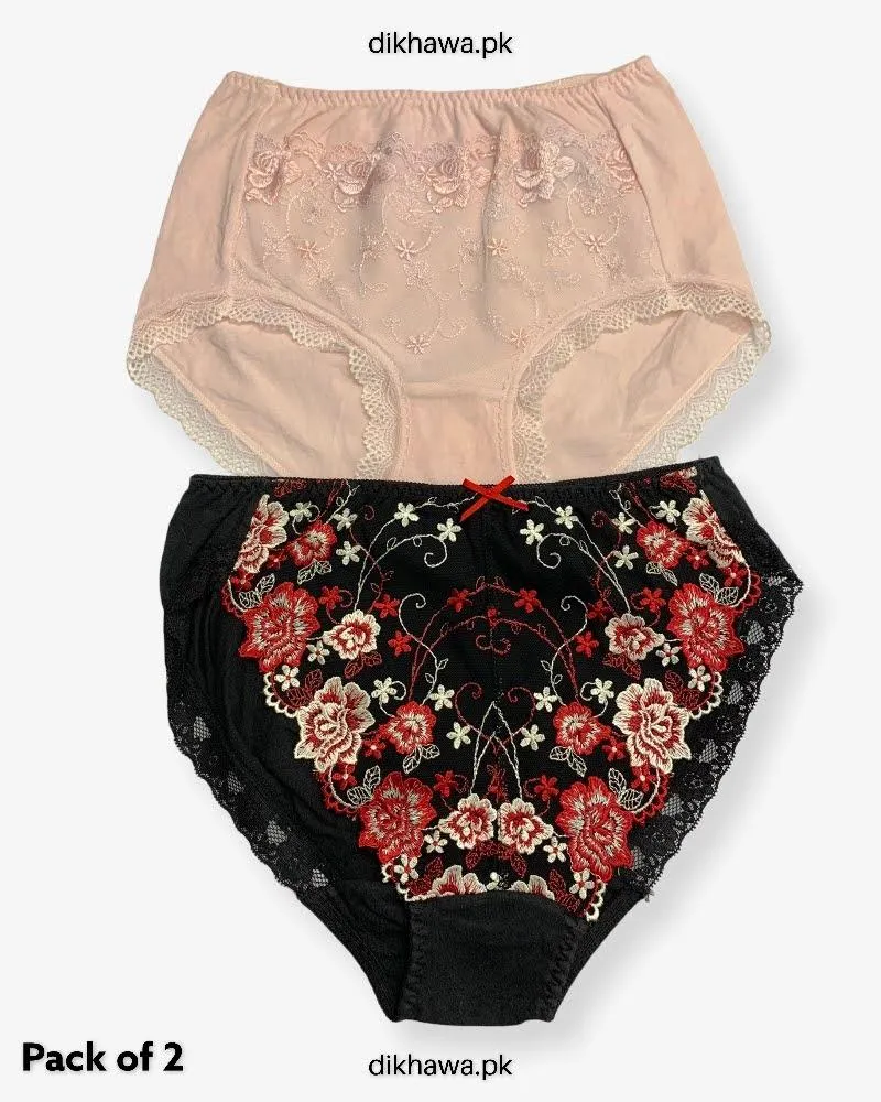 Pack of 2 Imported Stocklot Branded Net Panty Stretchable Lace Panty 2021