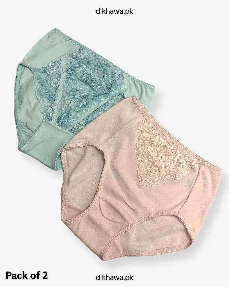 Pack of 2 Imported Stocklot Branded Net Panty Stretchable Lace Panty 2021