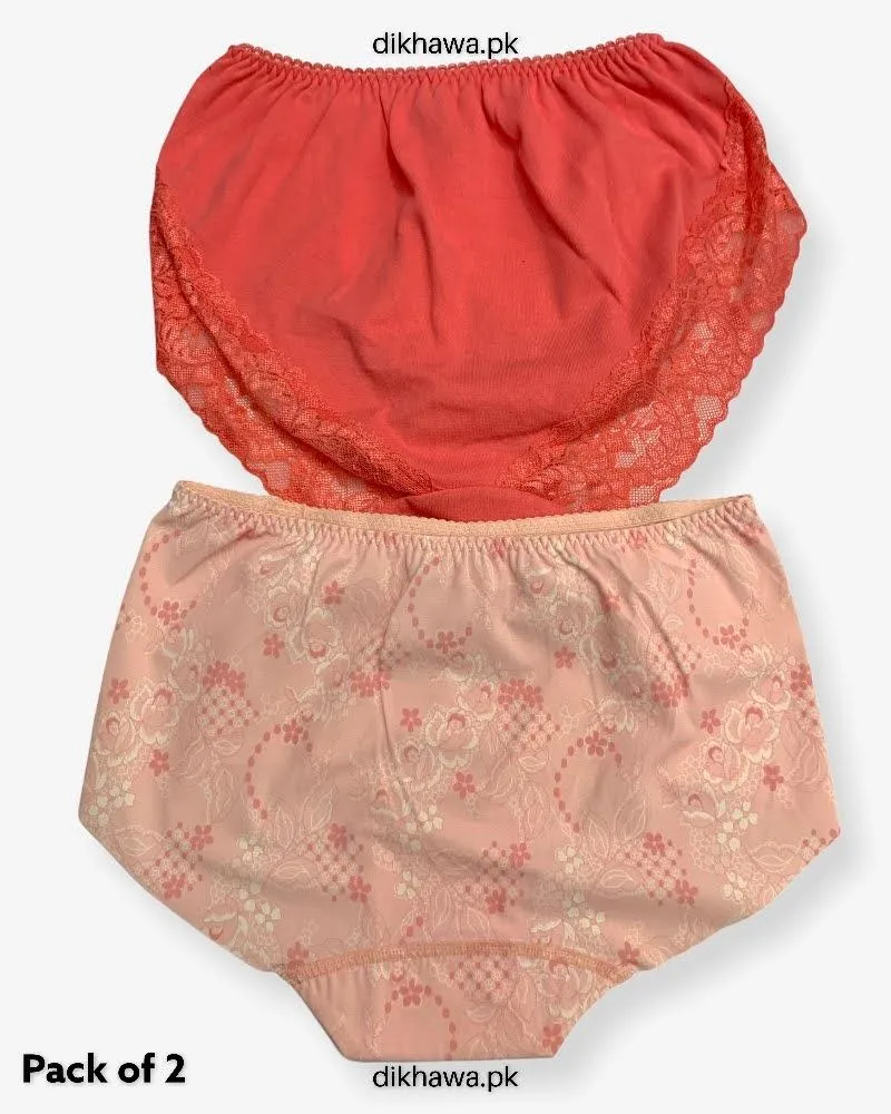 Pack of 2 Imported Stocklot Branded Net Panty Stretchable Lace Panty 2021