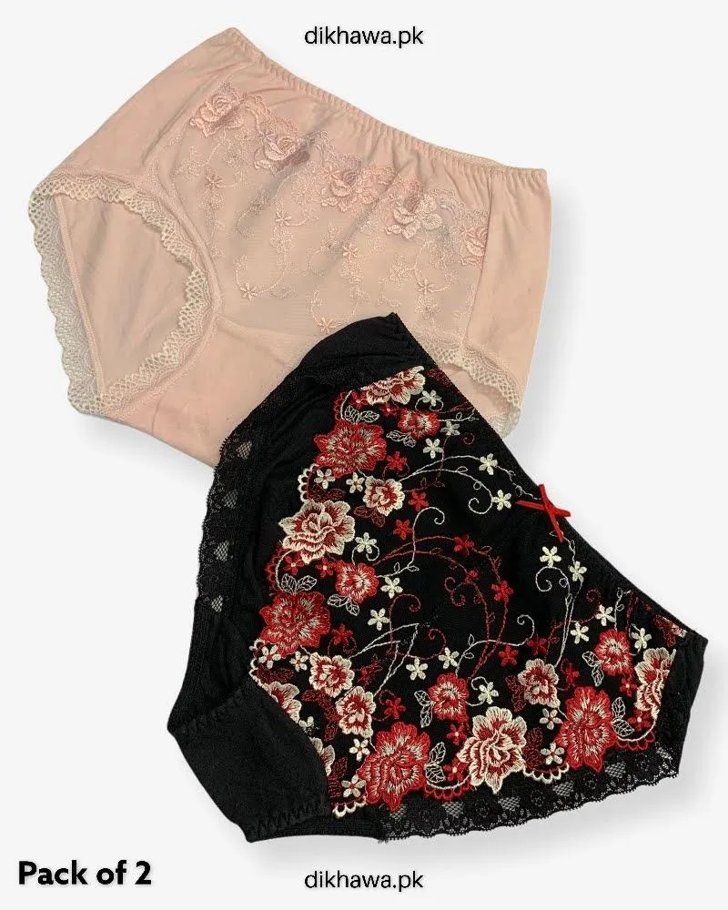Pack of 2 Imported Stocklot Branded Net Panty Stretchable Lace Panty 2021