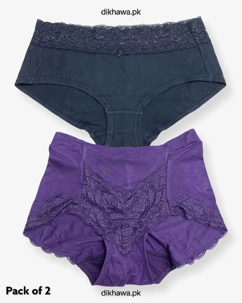 Pack of 2 Imported Stocklot Branded Net Panty Stretchable Lace Panty 2021