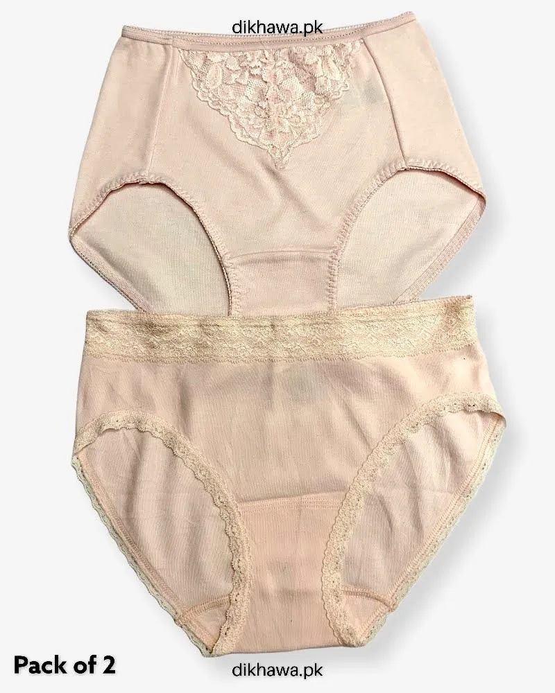 Pack of 2 Imported Stocklot Branded Net Panty Stretchable Lace Panty 2021