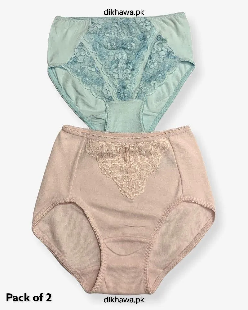 Pack of 2 Imported Stocklot Branded Net Panty Stretchable Lace Panty 2021